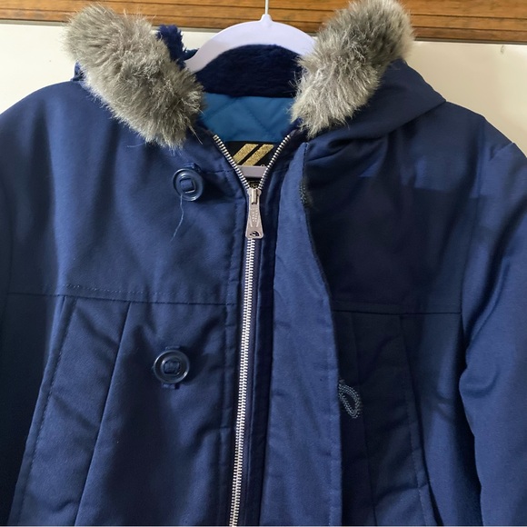 Vintage 60s 70s Sears Best Men’s Store Blue Coat Faux Fur Trim Size Small - Picture 4 of 8